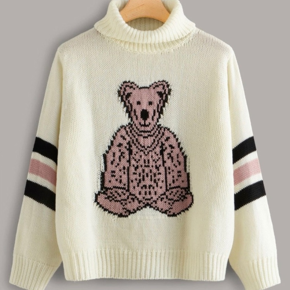 Shein plus size bear high neck sweater 🐻 🚨